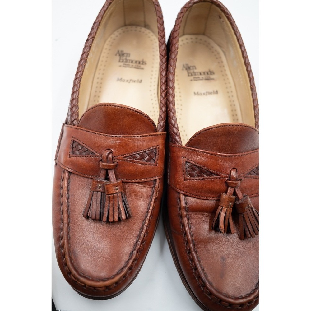 Allen Edmonds Maxfield Mens 10.5 E Chili Brown Woven Tassel Loafers 47716